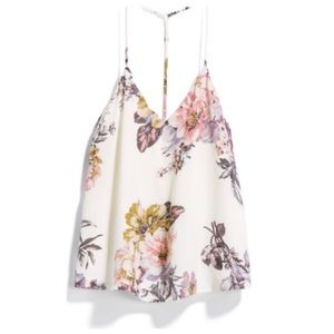 None Britton White Floral Scolloped blouse
